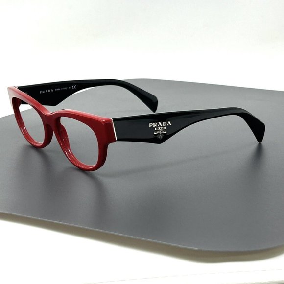 PRADA VPR13Q Eyeglasses in color SMN 1O1 Eyeglasses Frames Italy Red Black 52 mm - Picture 3 of 14